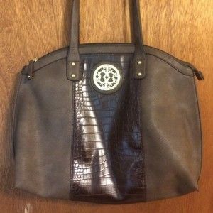 NWOT Large brown faux leather tote bag